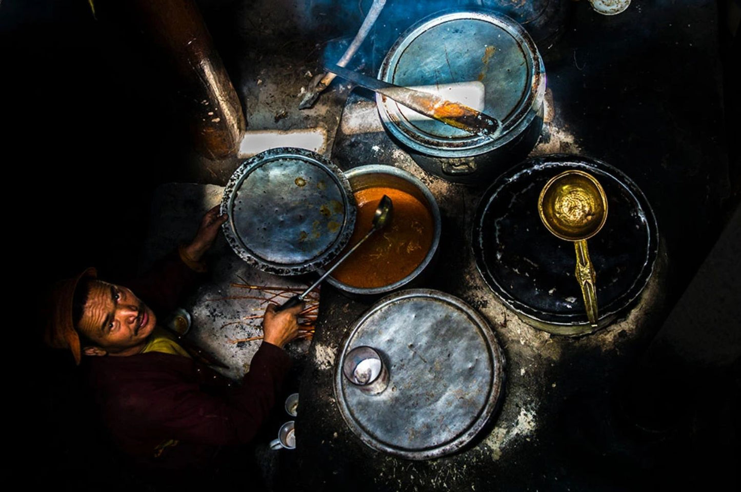 'Meal Preparations for Monks at Hemis' - Aman Chotani original print