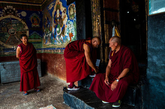 'Monks at Thiksey Monastery' - Aman Chotani original print