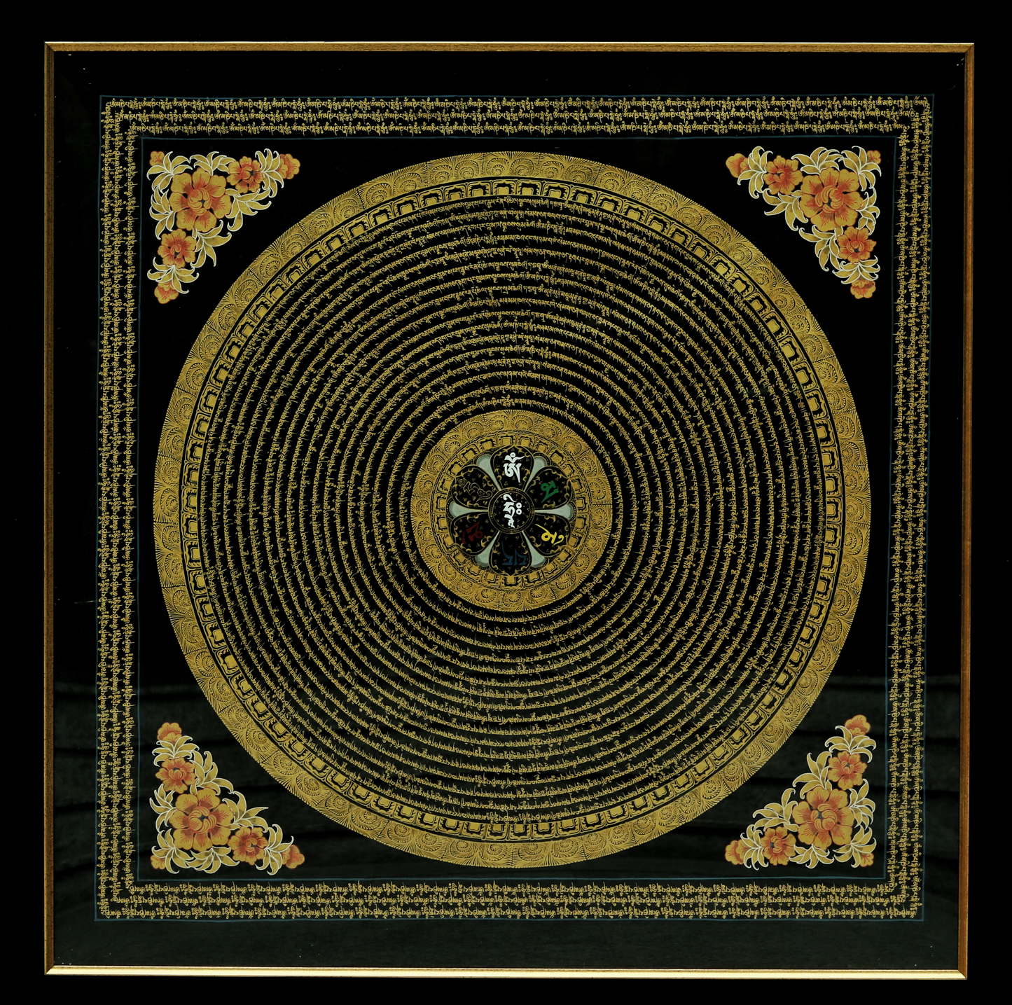 Mantra of Compassion (Om Mani Pad Me Hum) (Painting - Acrylic on Cotton Cloth)