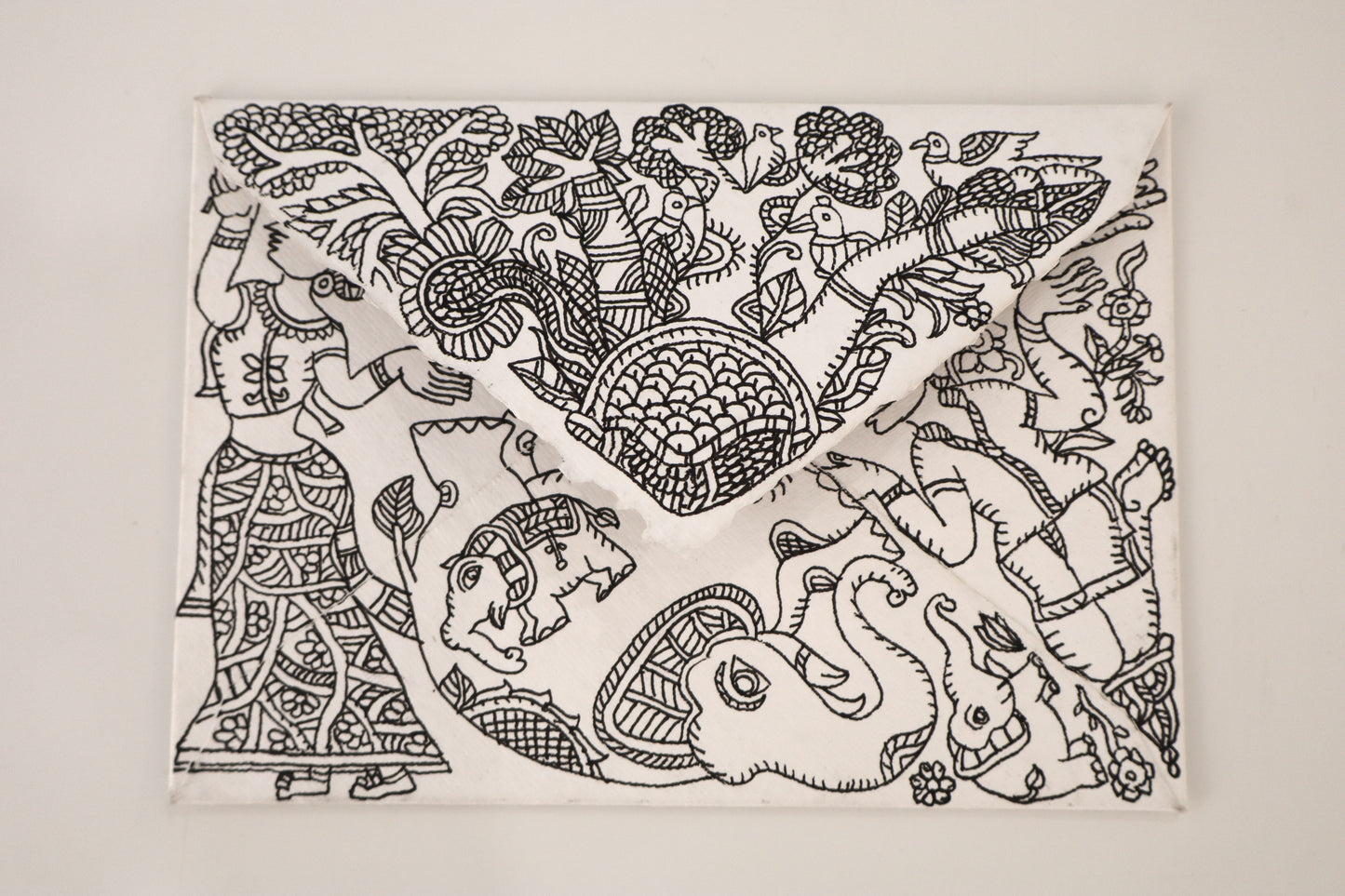 Handmade Envelope I - Birds & Elephants