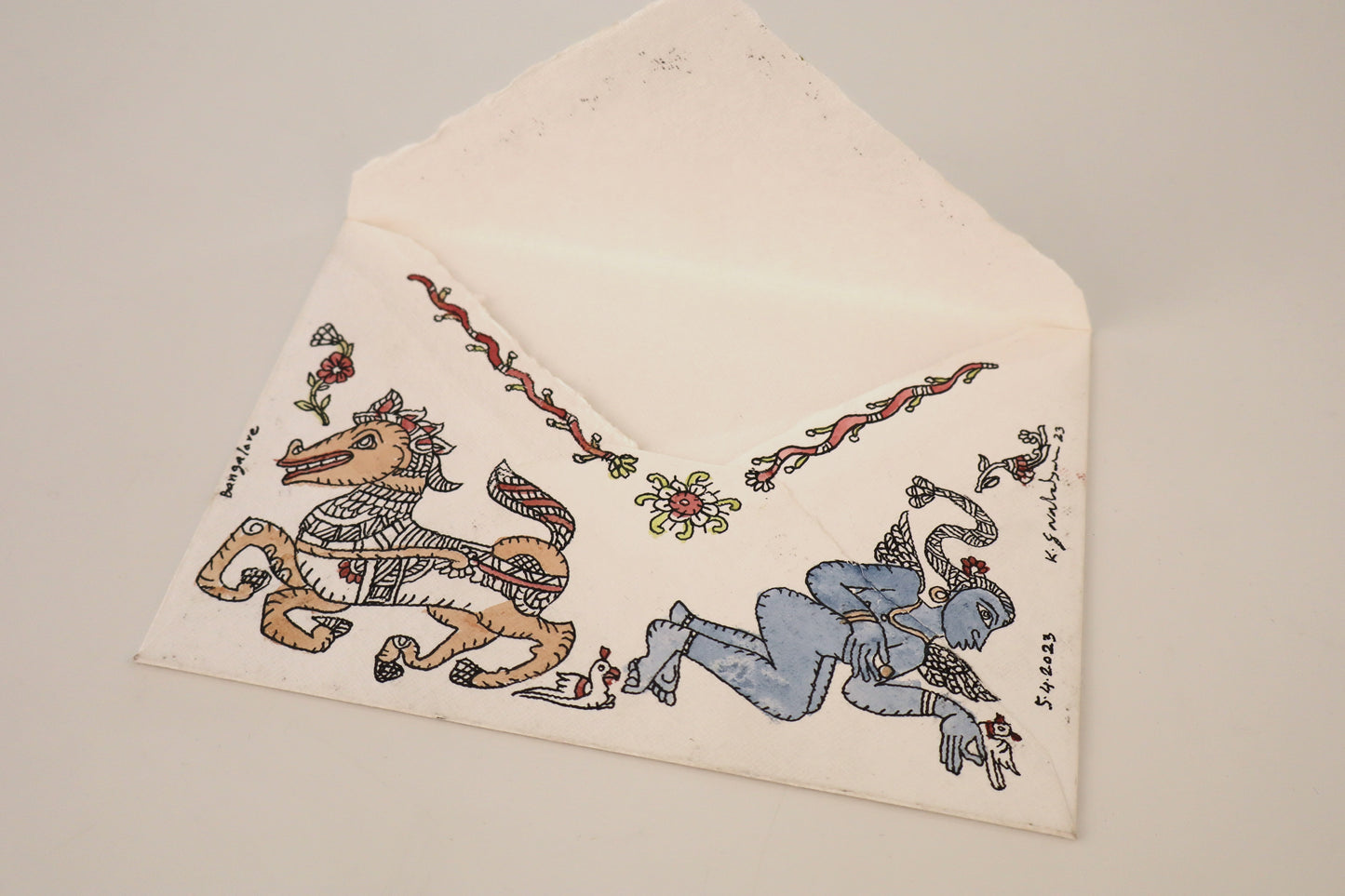 Handmade Envelope VII - Woman and a Bird