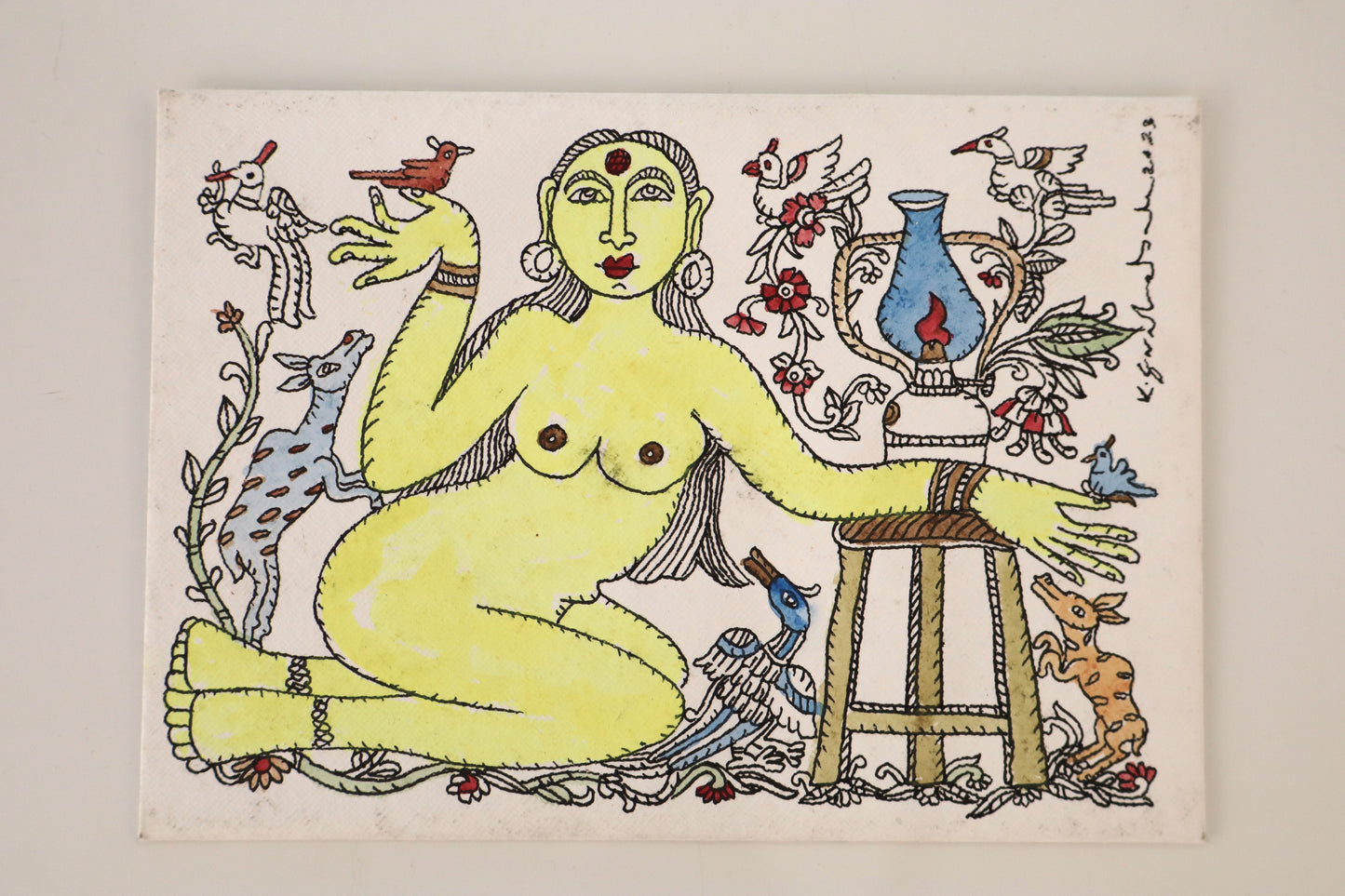 Handmade Envelope VII - Woman and a Bird