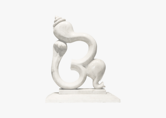 Abstract Om Ganesh - White Marble (57cm)