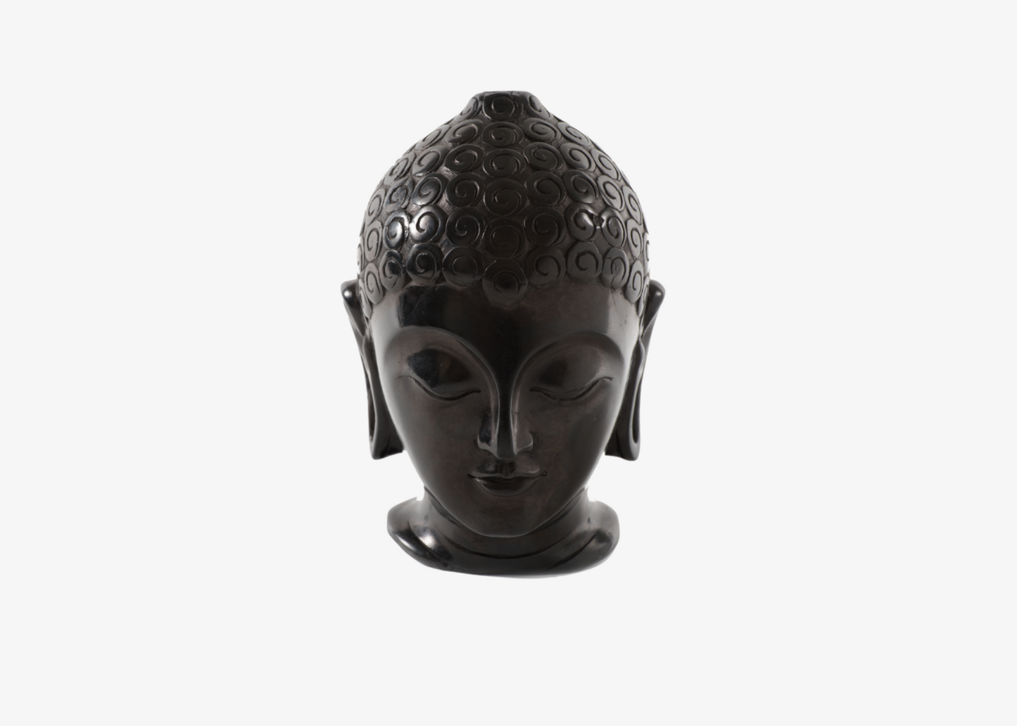 Buddha Head - Black Soft Granite (Medium, 23cm)