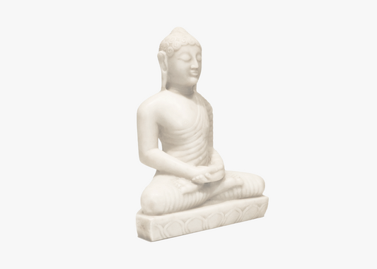 Sitting Buddha Dhyana Mudra - White Marble (Medium, 38cm)