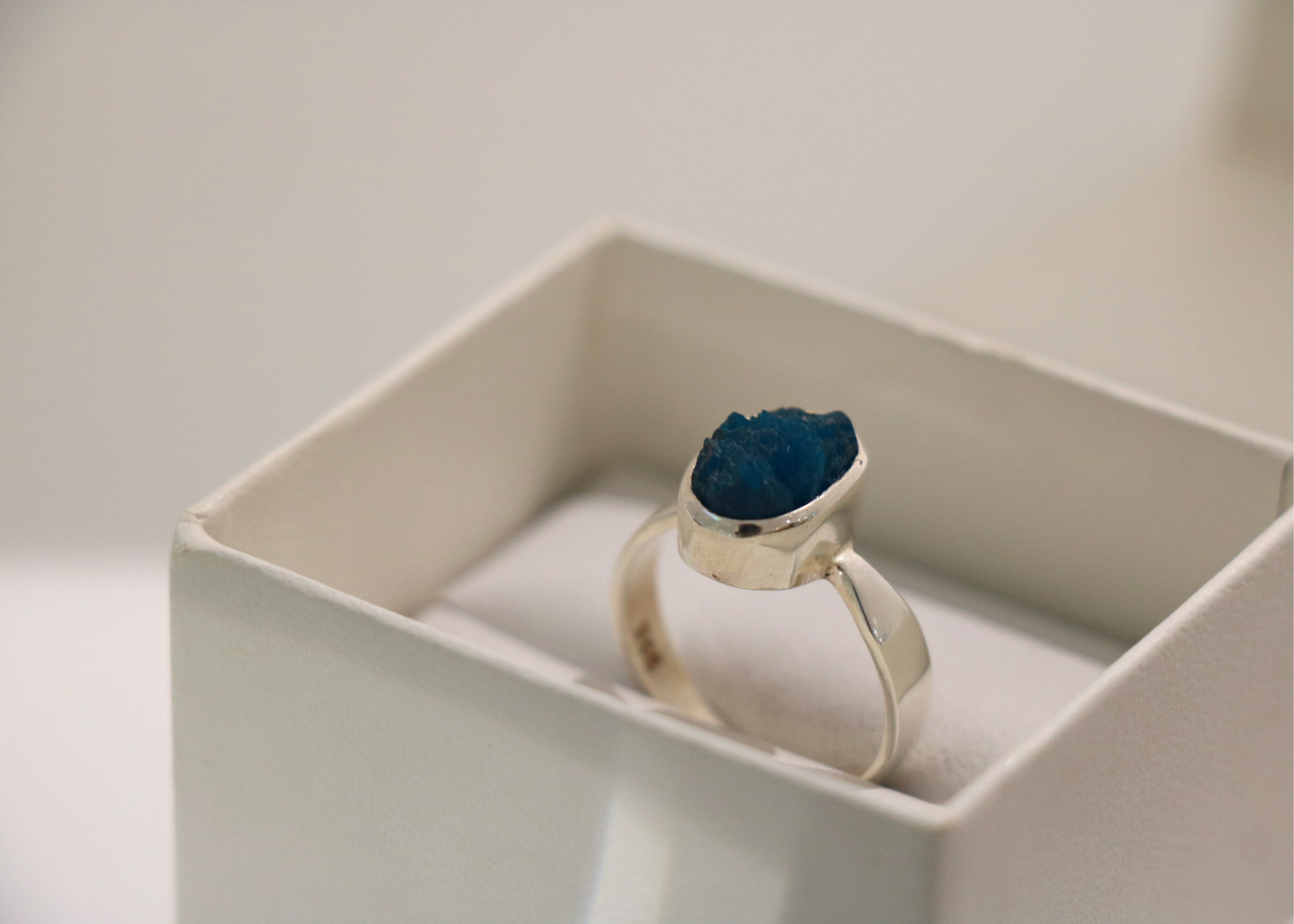 Raw Cavansite Ring (Sterling Silver)