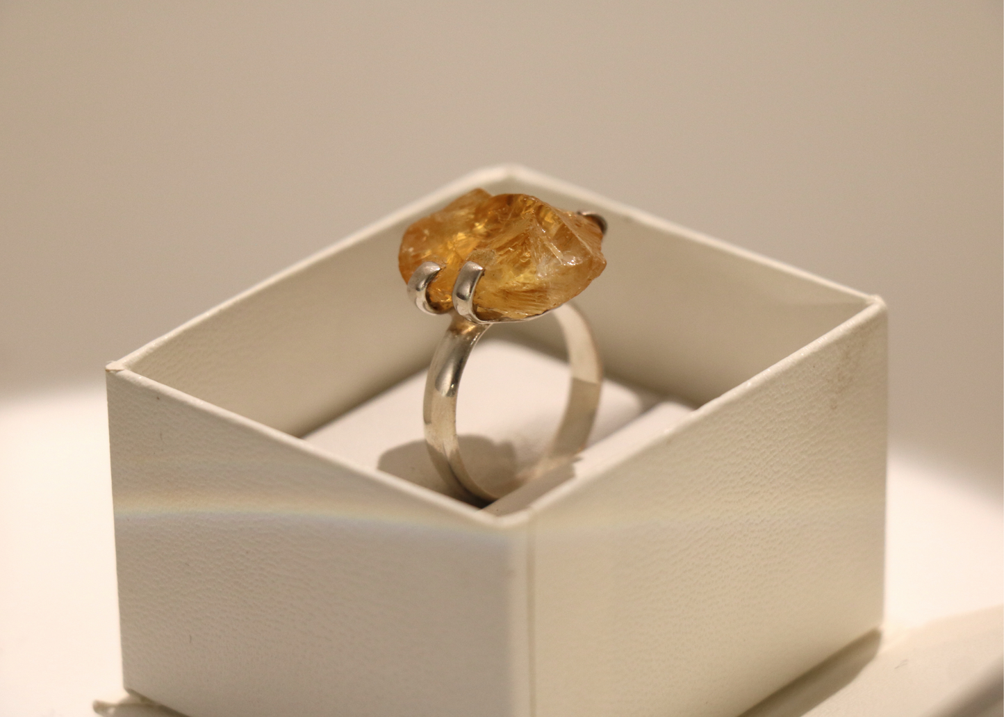 Raw Citrine Gemstone Ring (Sterling Silver)