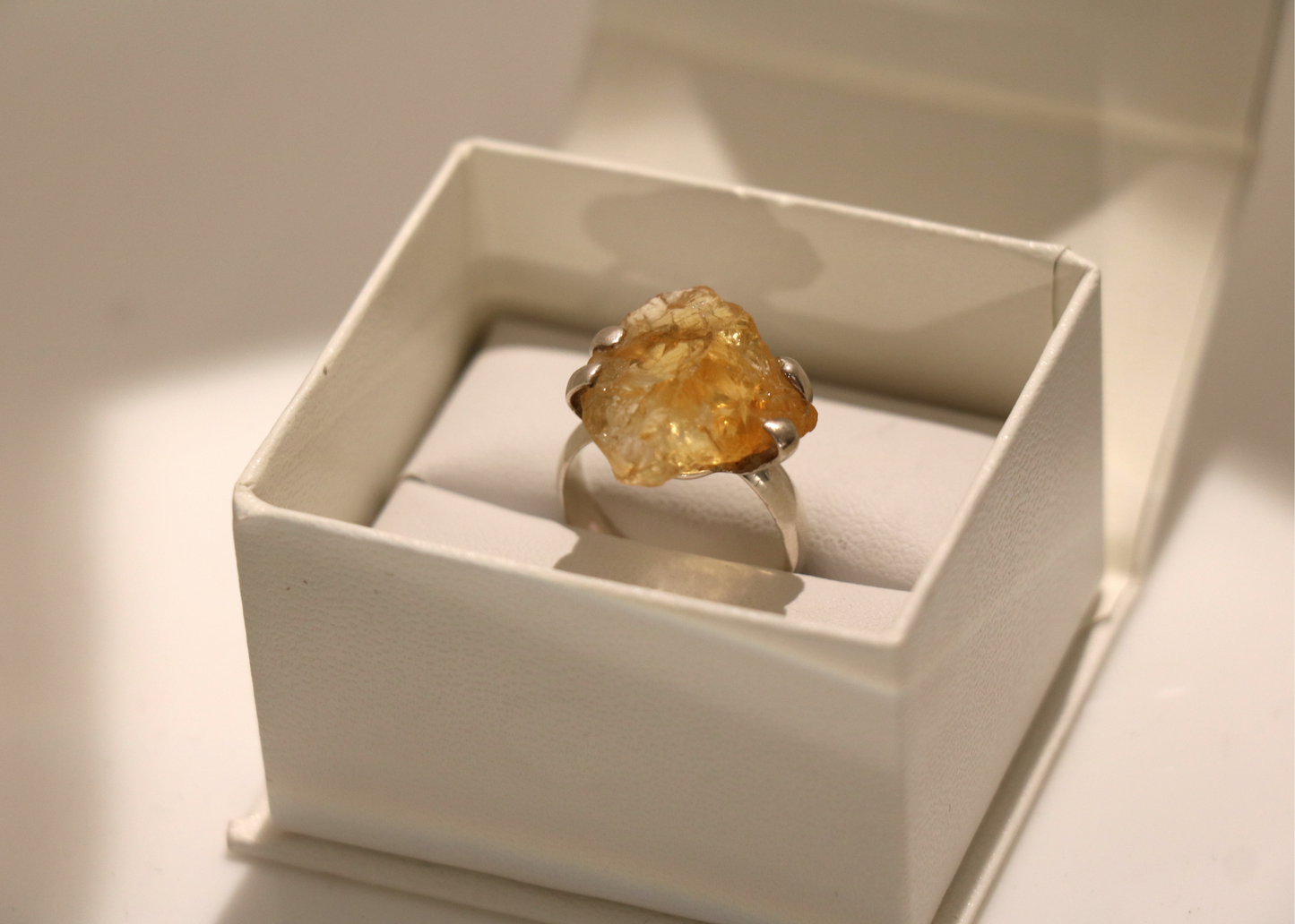 Raw Citrine Gemstone Ring (Sterling Silver)