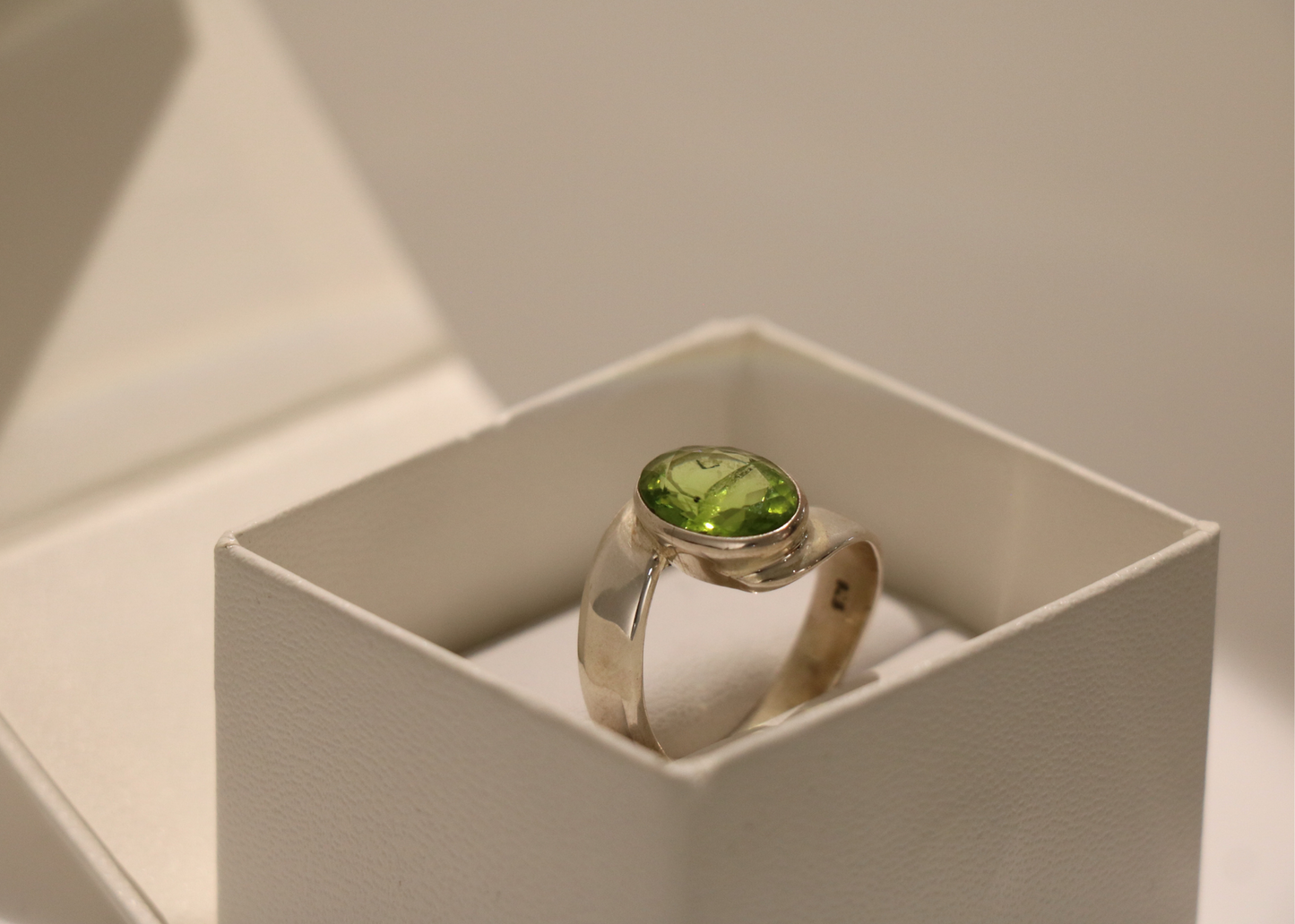 Faceted Peridot Ring (Sterling Silver)