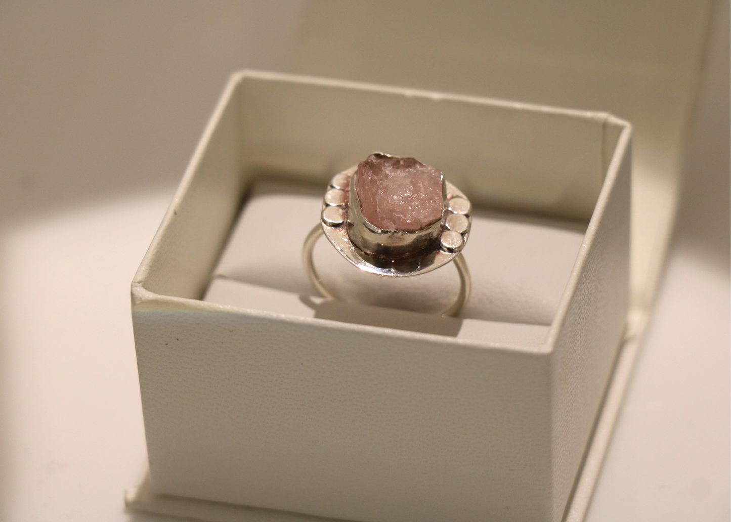 Raw Rose Quartz Ring (Sterling Silver)