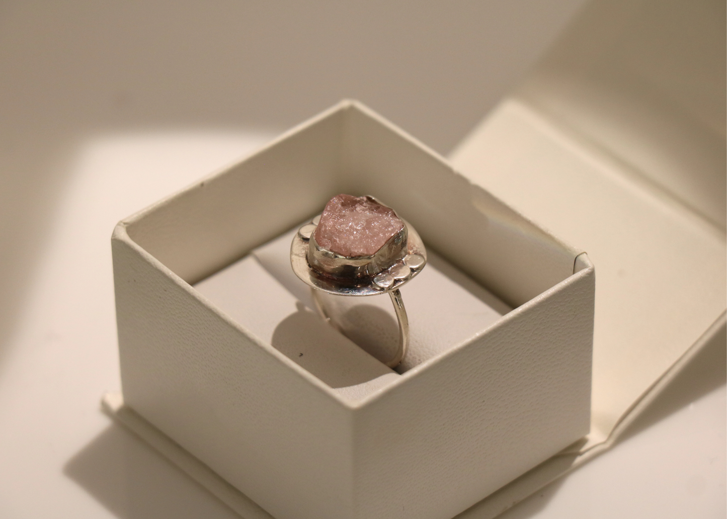 Raw Rose Quartz Ring (Sterling Silver)