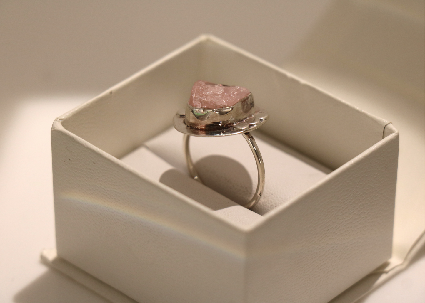 Raw Rose Quartz Ring (Sterling Silver)