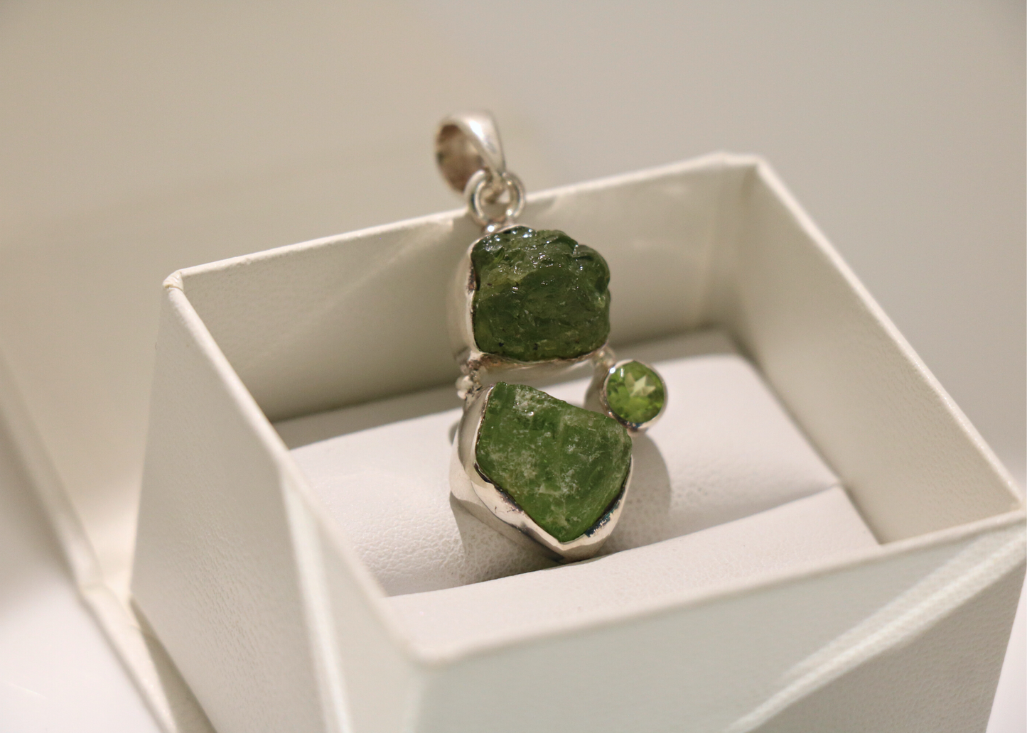 Dual Peridot Pendant (Sterling Silver)