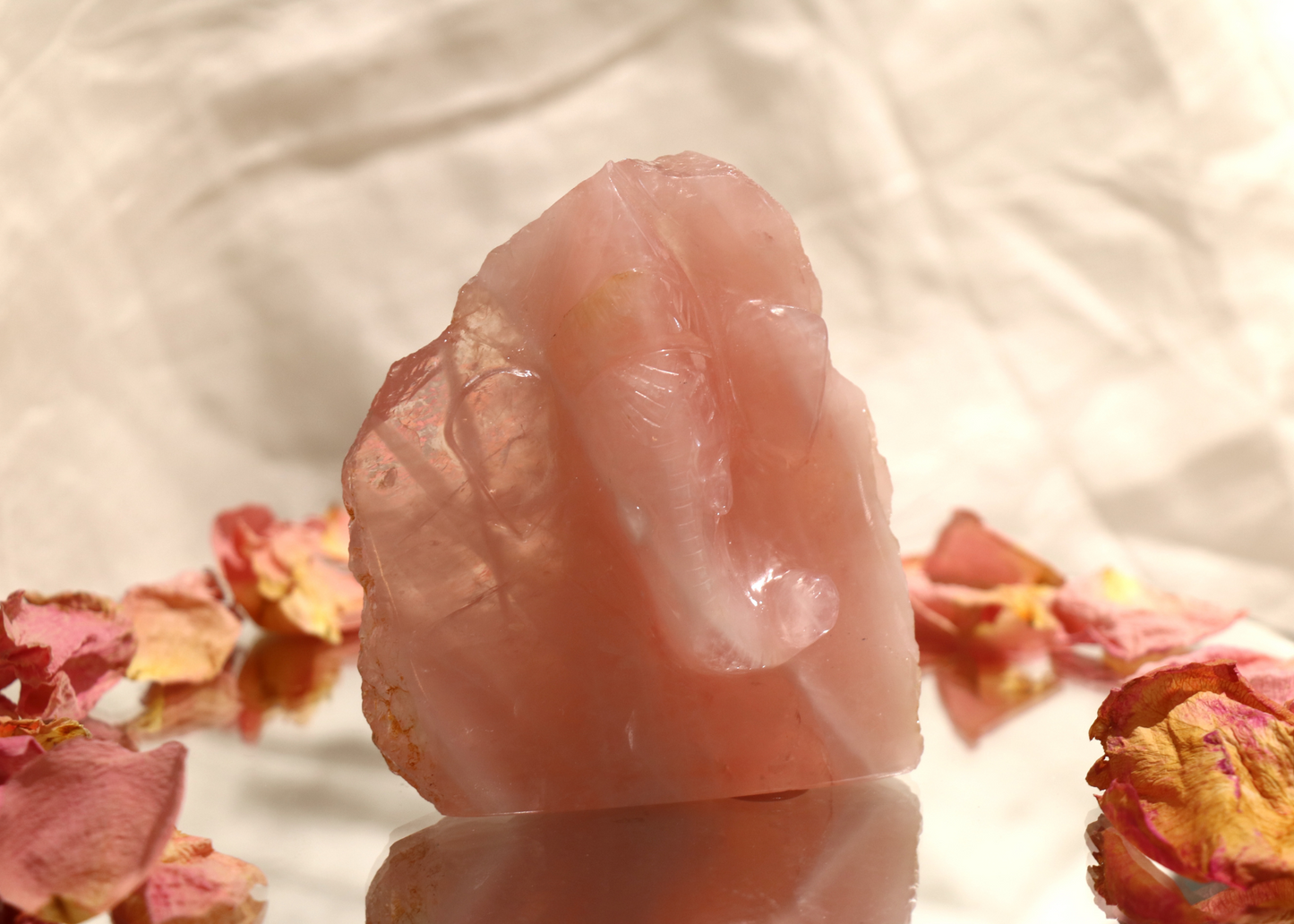 Ganesha Statue - Rose Quartz (Mini, 9cm)
