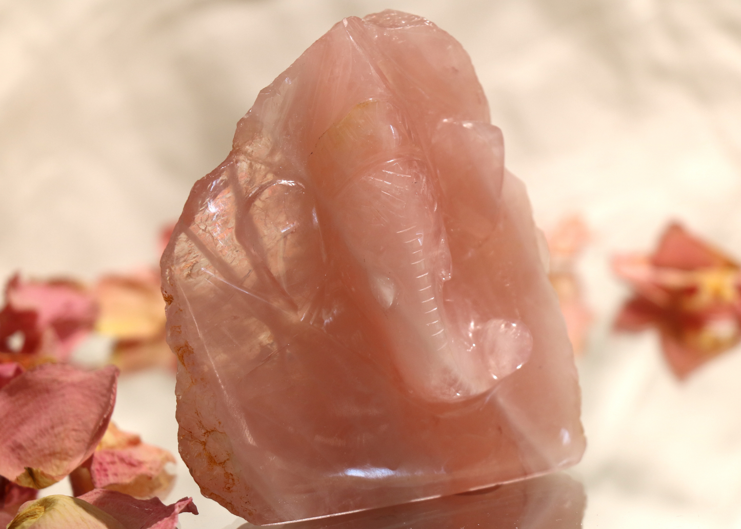 Ganesha Statue - Rose Quartz (Mini, 9cm)