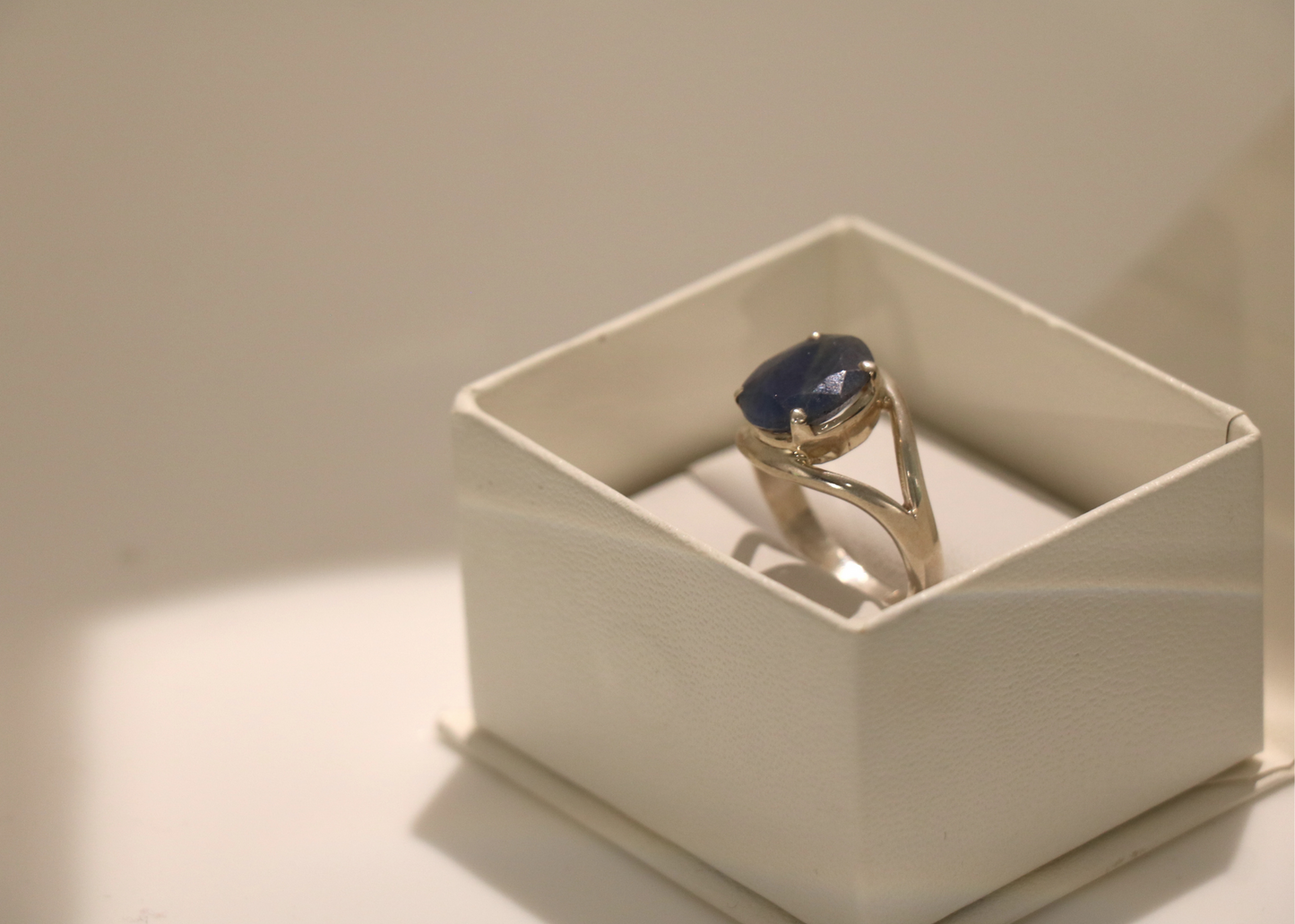 Faceted Blue Sapphire Ring (Sterling Silver)