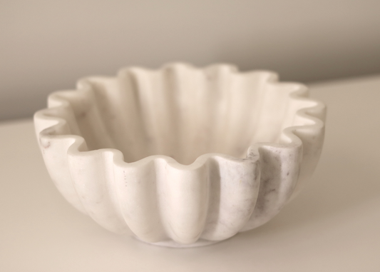 Decorative Bowl - White Marble (23cm)