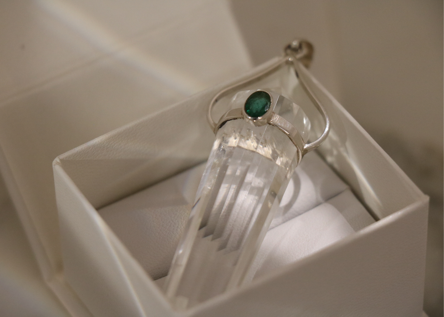Clear Quartz Crystal with Emerald Pendant