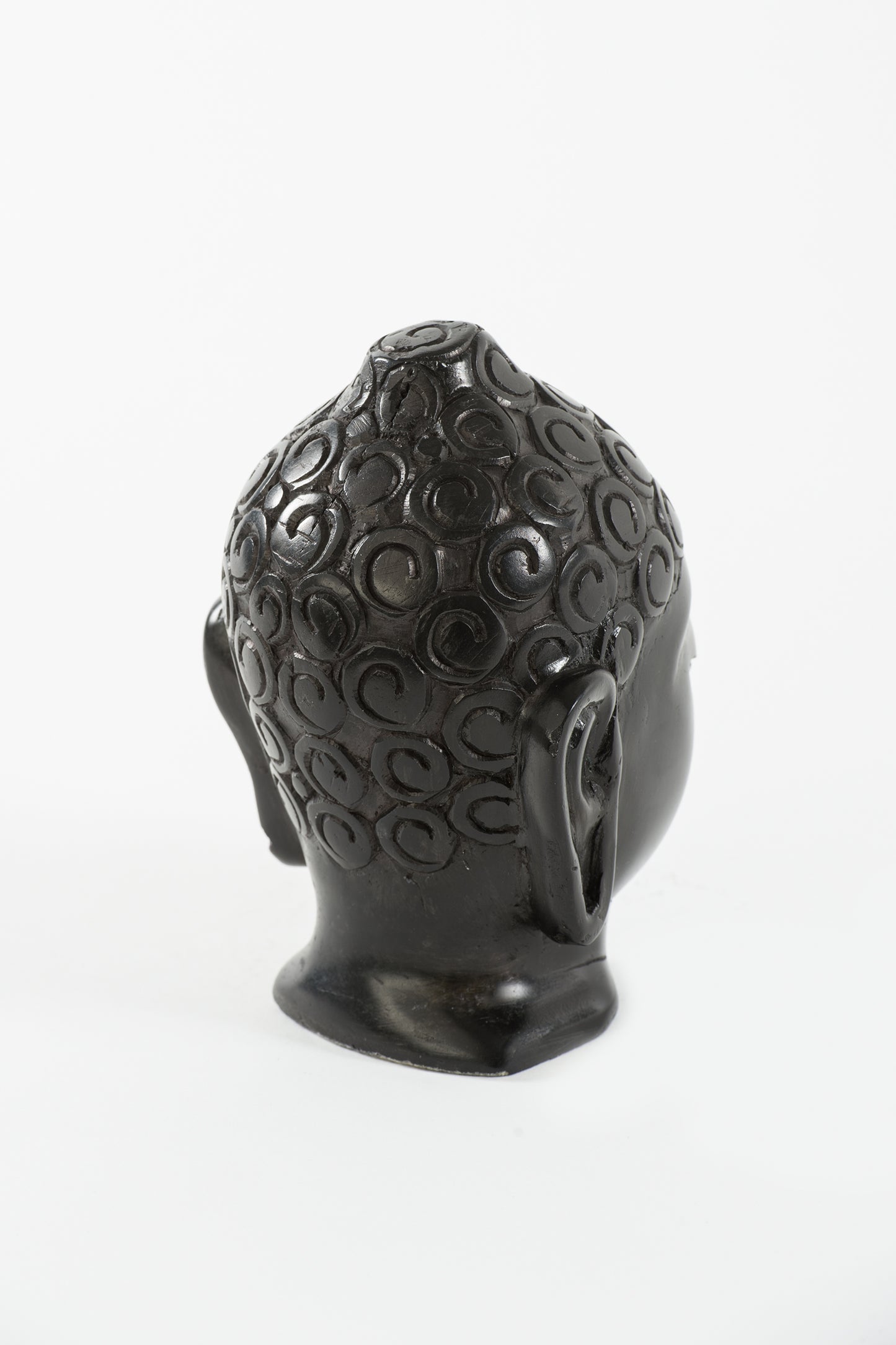 Buddha Head - Black Soft Granite (Small, 16 cm)