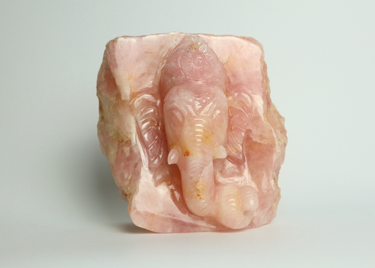 Ganesha Head - Rose Quartz (16cm)