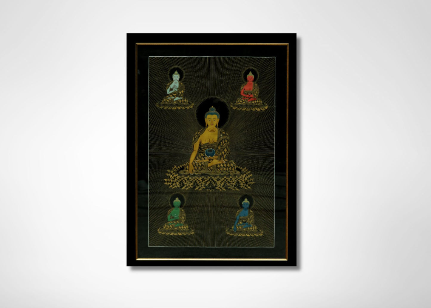 The Five Buddhas (Painting - Acrylic on Cotton Cloth)