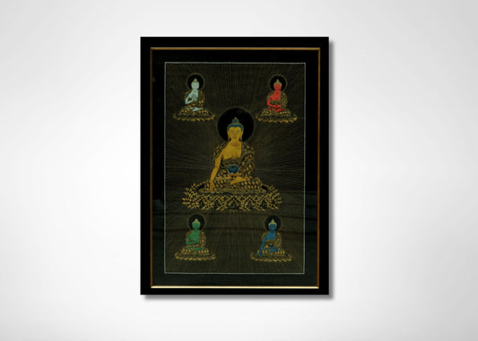 The Five Buddhas (Painting - Acrylic on Cotton Cloth)
