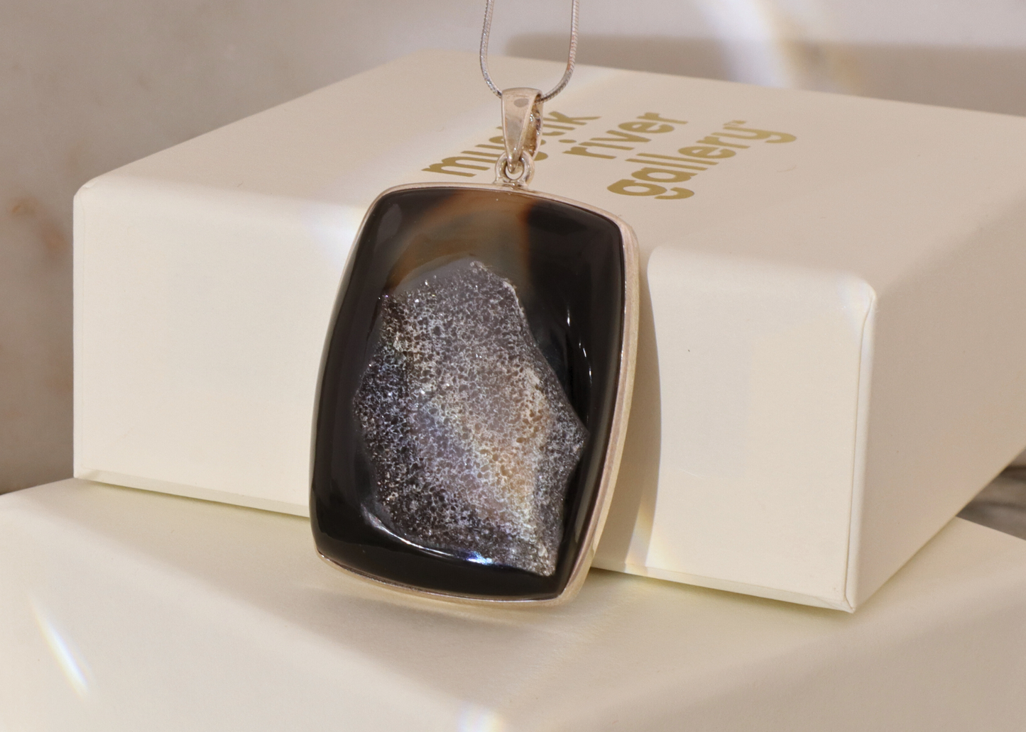 Black Agate Pendant - Cosmos