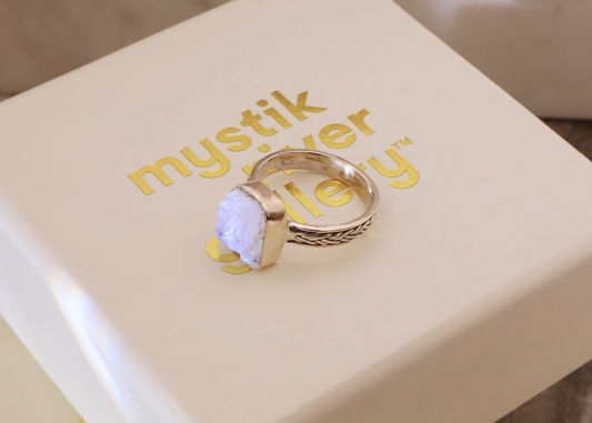 Rainbow Moonstone Thread Ring