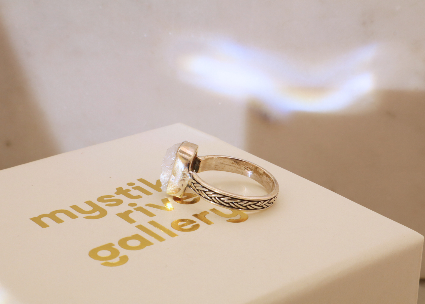Rainbow Moonstone Thread Ring