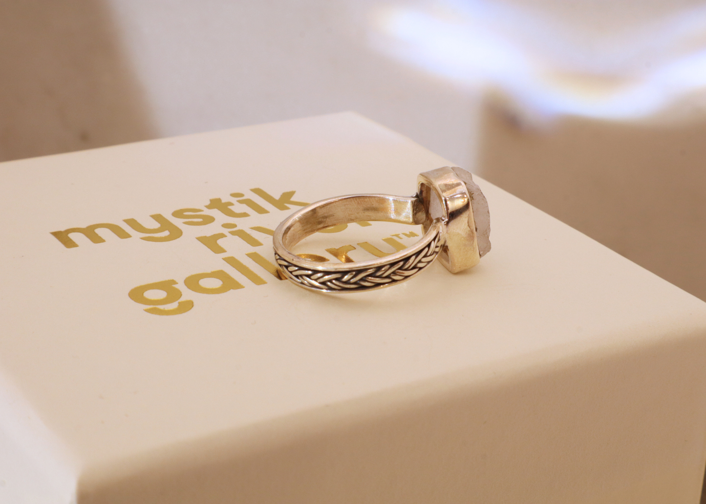Rainbow Moonstone Thread Ring