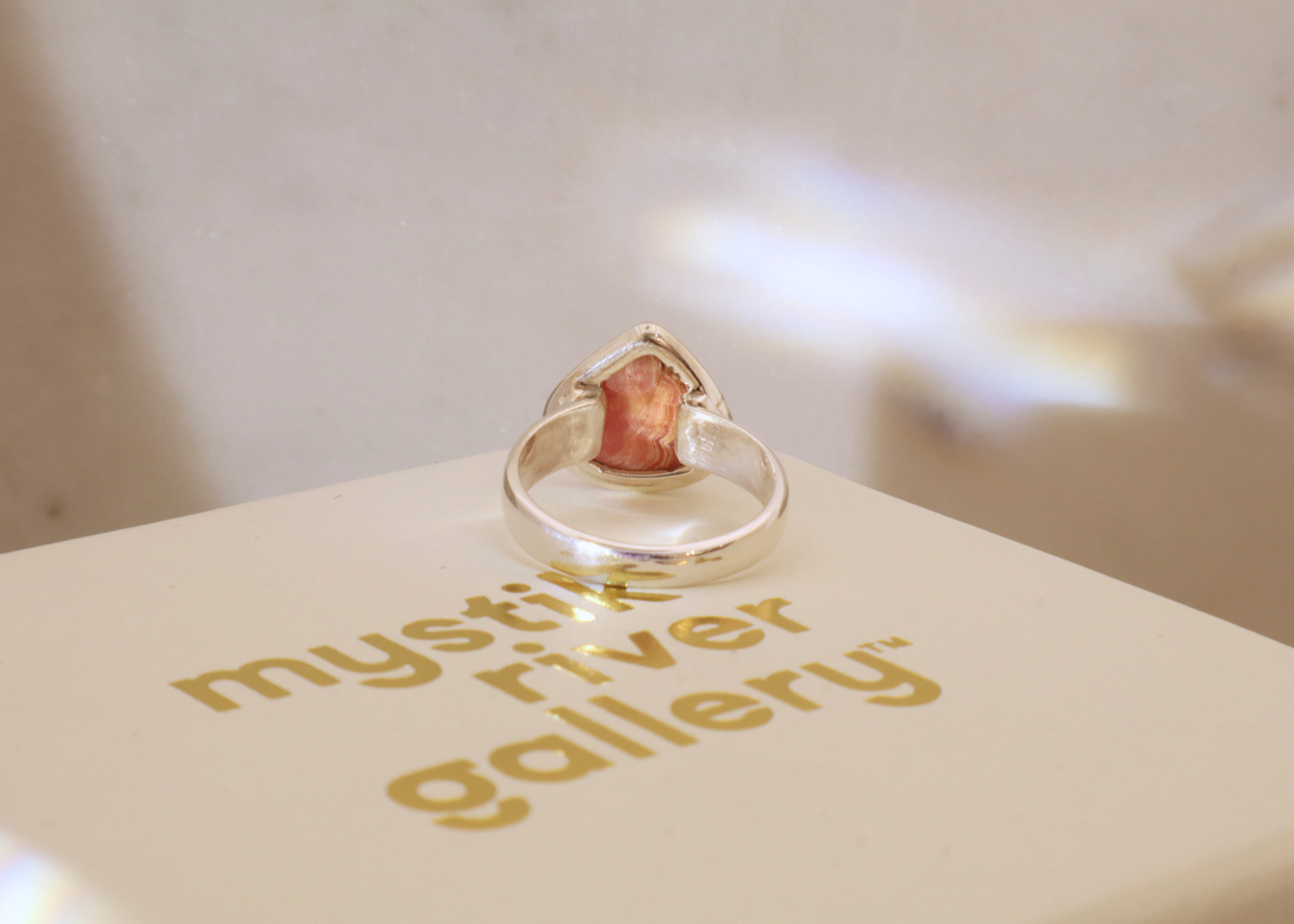 Rhodochrosite Teardrop Ring