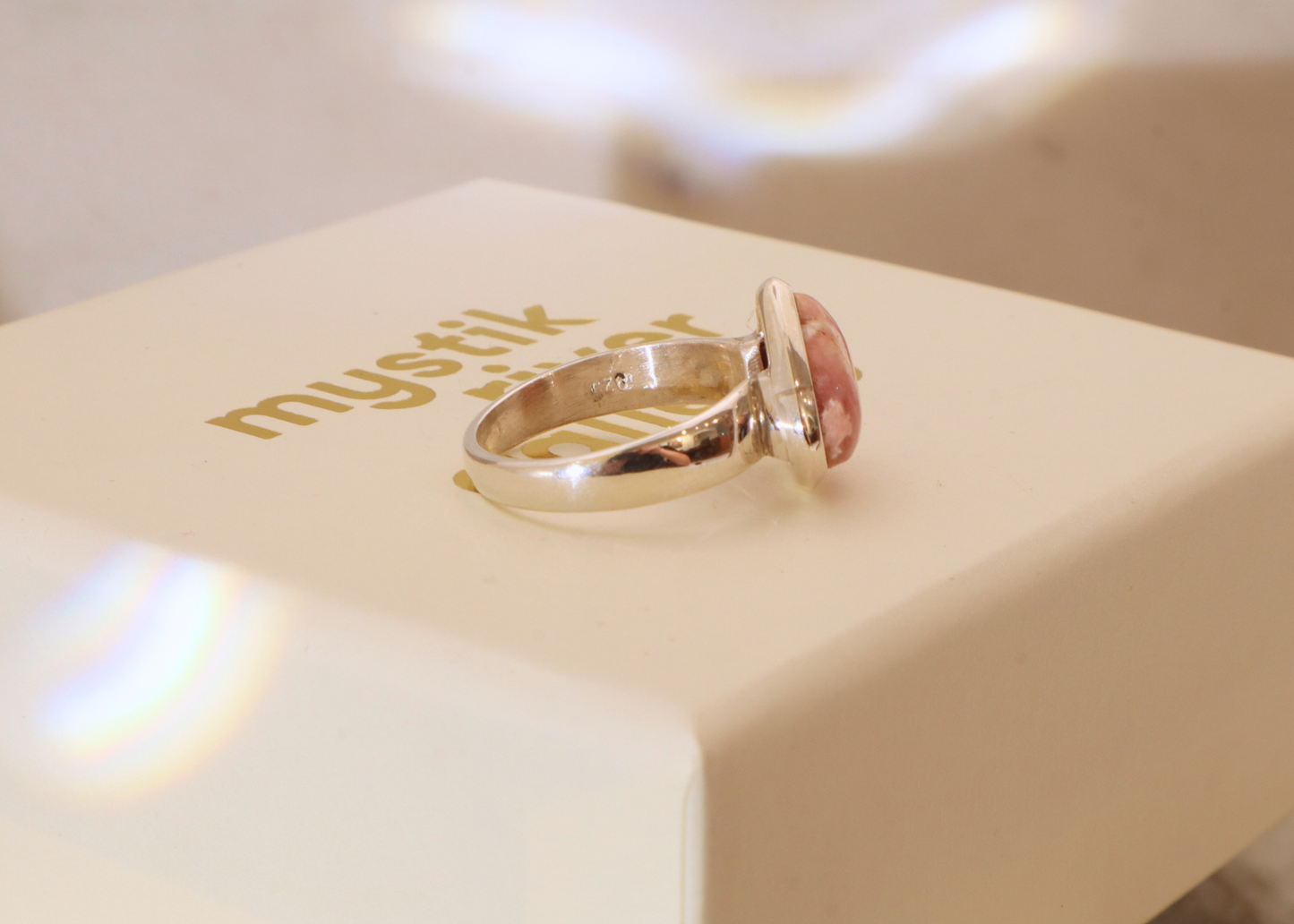 Rhodochrosite Teardrop Ring