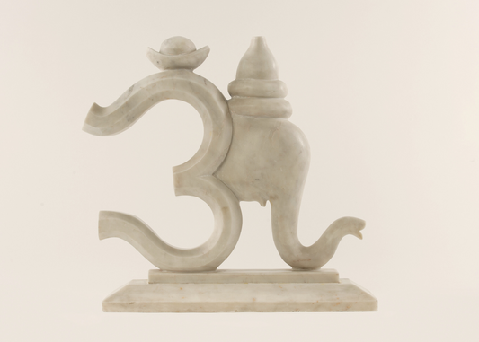 Om Ganesha - White Marble (59cm)