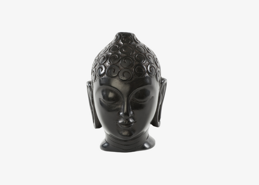 Buddha Head - Black Soft Granite (Small, 16 cm)