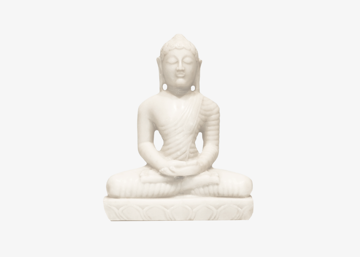 Sitting Buddha Dhyana Mudra - White Marble (Medium, 38cm)