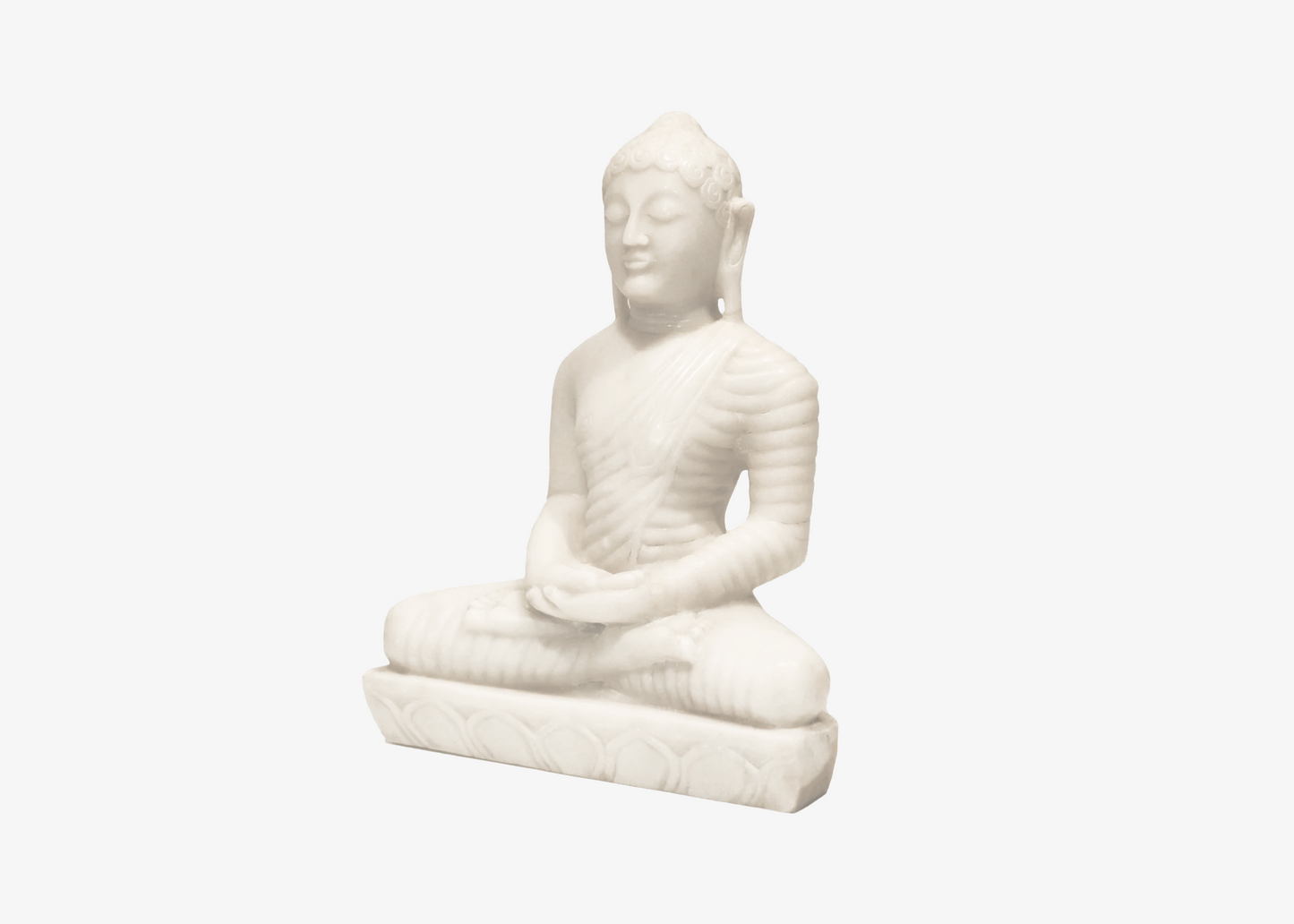 Sitting Buddha Dhyana Mudra - White Marble (Medium, 38cm)