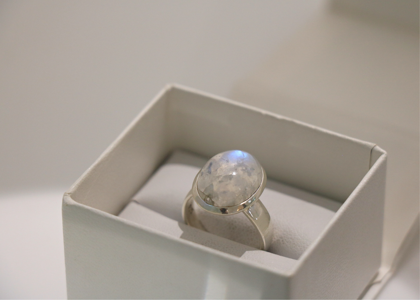 Rainbow Moonstone Ring (Sterling Silver)