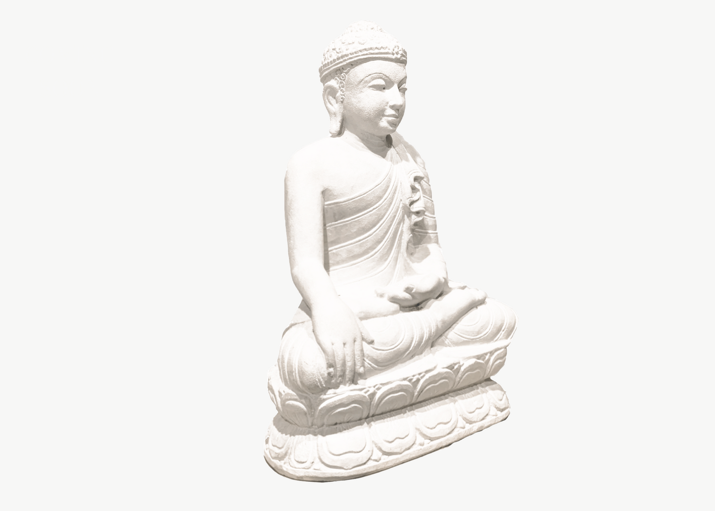 Sitting Buddha Statue - White Sandstone (Medium, 37cm)