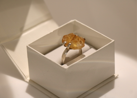 Raw Citrine Gemstone Ring (Sterling Silver)