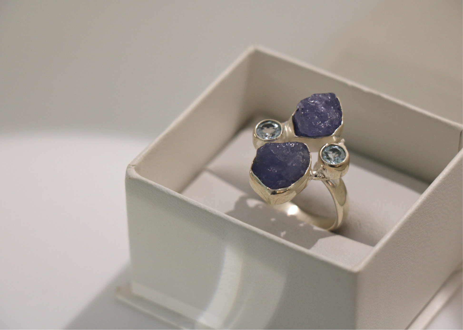 Tanzanite and Aquamarine Ring Sterling Silver