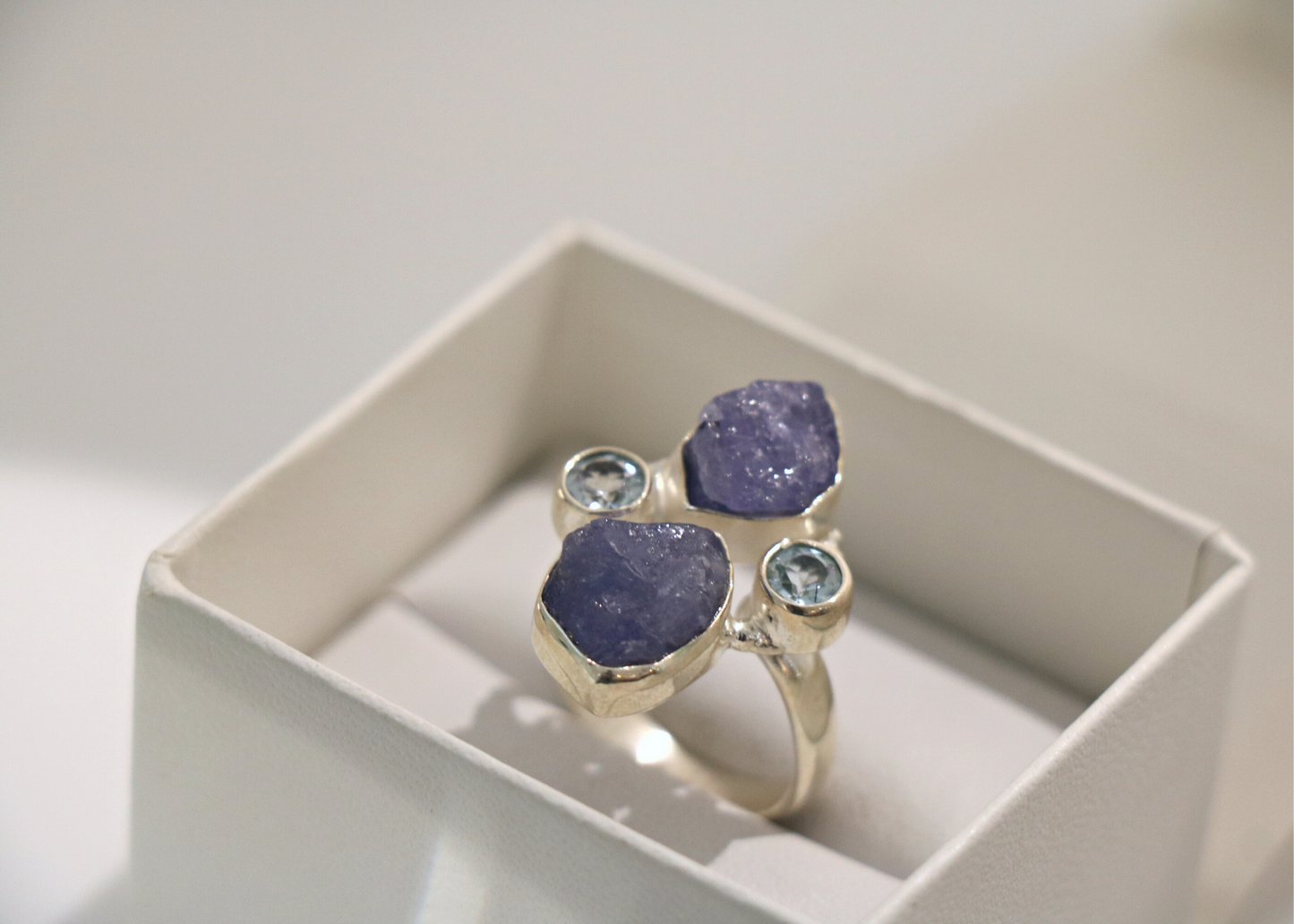 Aquamarine and sales tanzanite ring