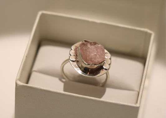 Raw Rose Quartz Ring (Sterling Silver)