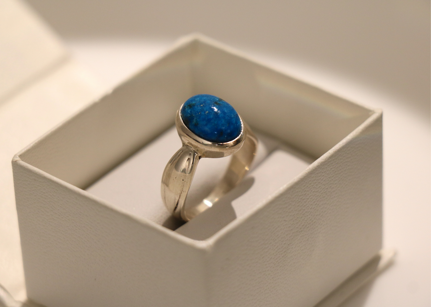 Cavansite Gemstone Ring (Sterling Silver)