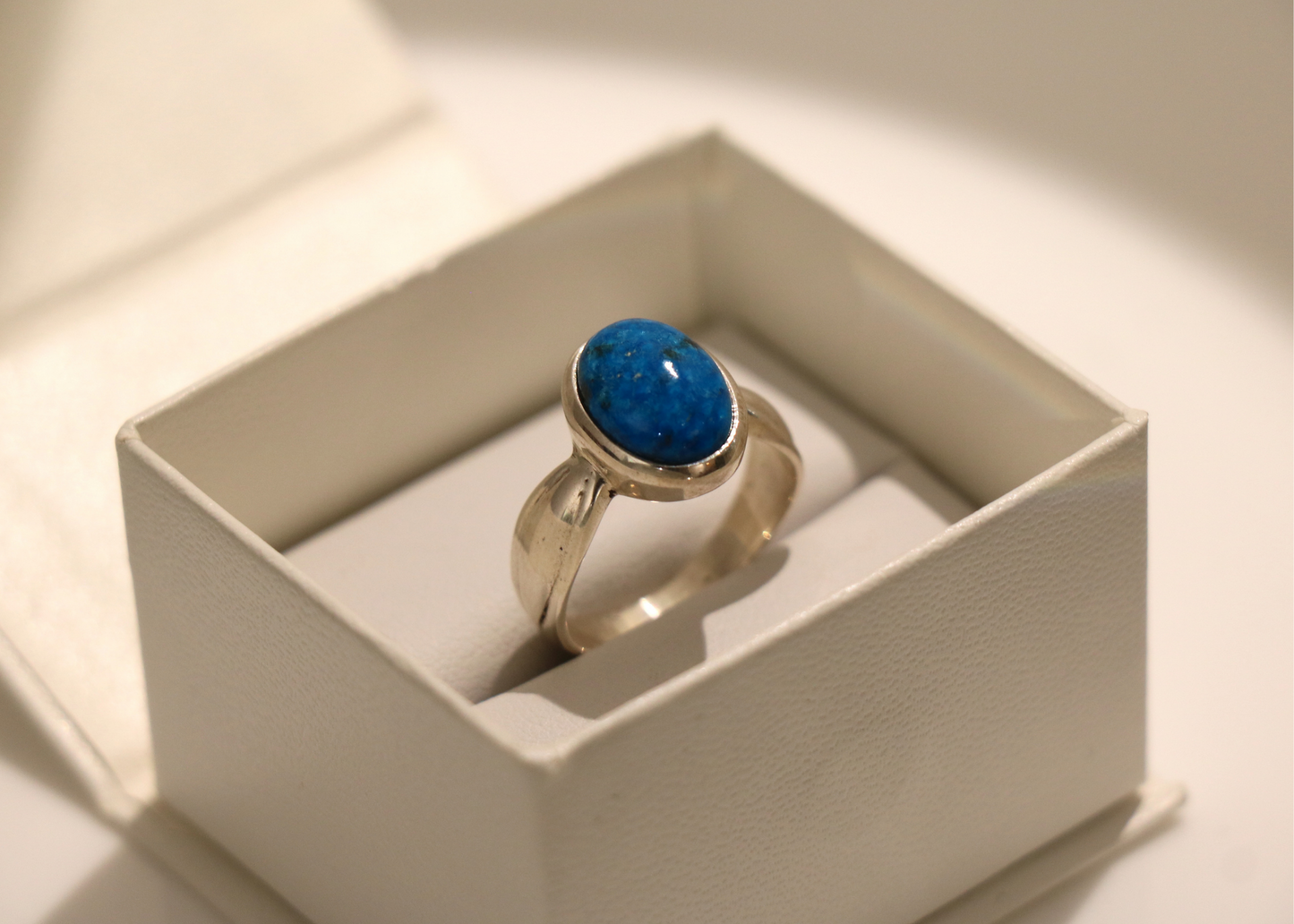 Cavansite Gemstone Ring (Sterling Silver)