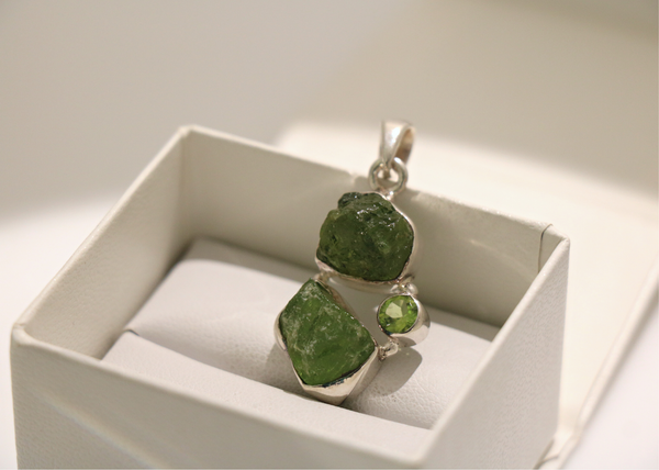 Dual Peridot Pendant (Sterling Silver)