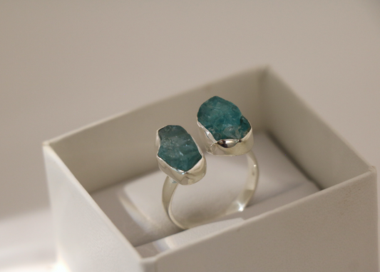 Dual Aquamarine Ring (Sterling Silver)