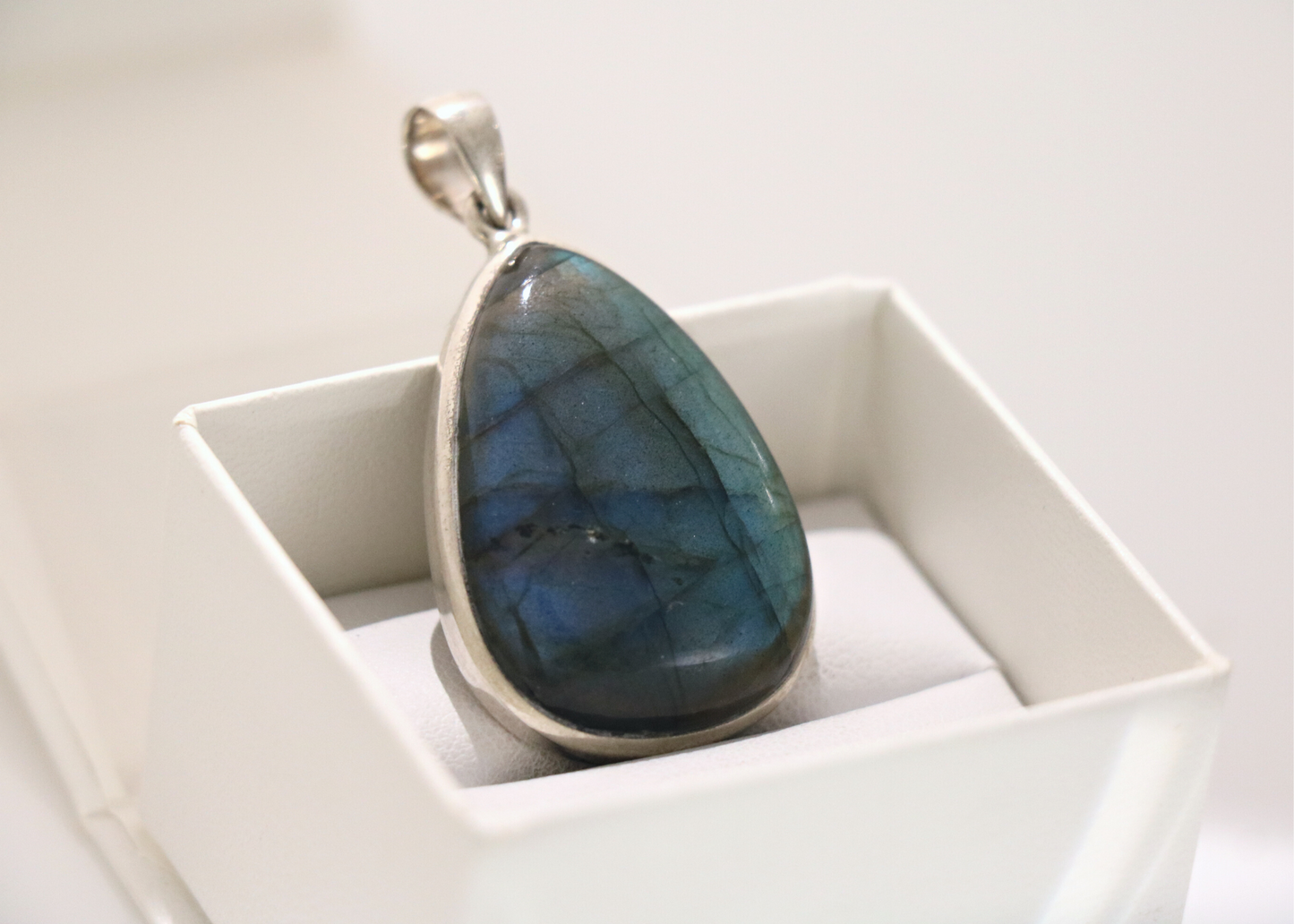 Teardrop Labradorite Pendant (Sterling Silver)