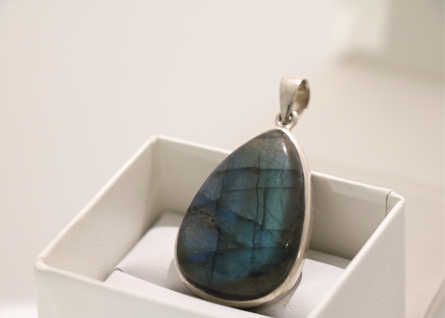 Teardrop Labradorite Pendant (Sterling Silver)