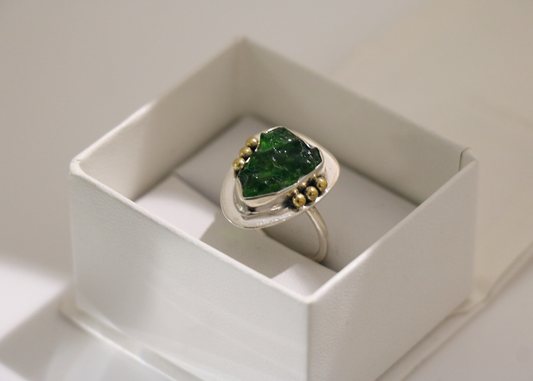 Green Tourmaline Ring (Sterling Silver)