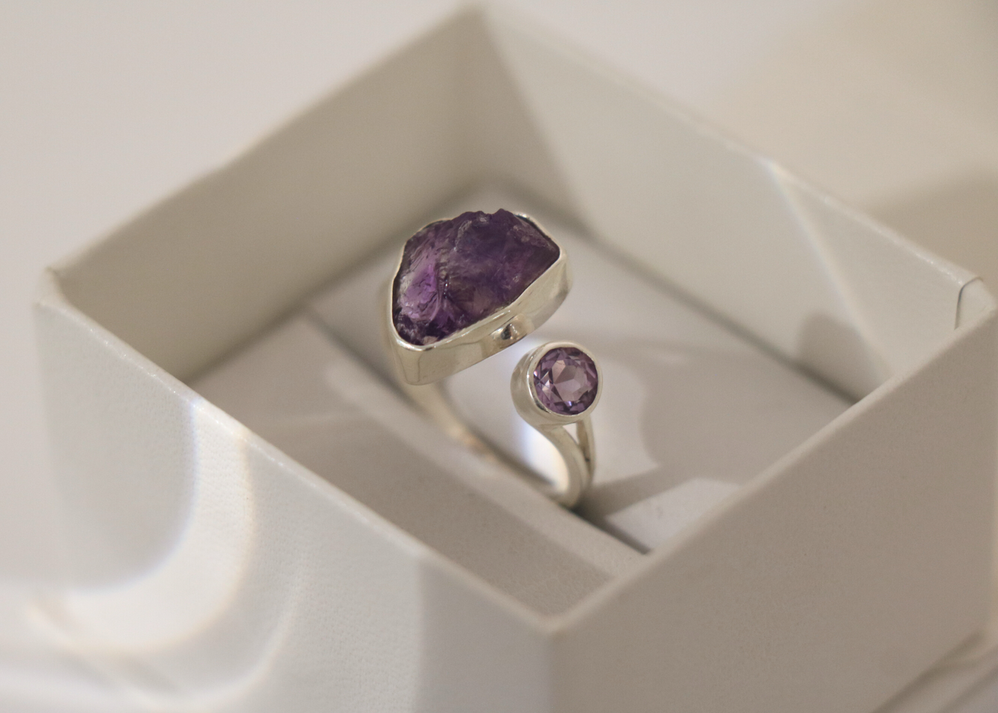 Raw and Polished Amethyst Ring (Sterling Silver)